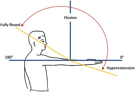 how range of motion for the elbow joint is measured