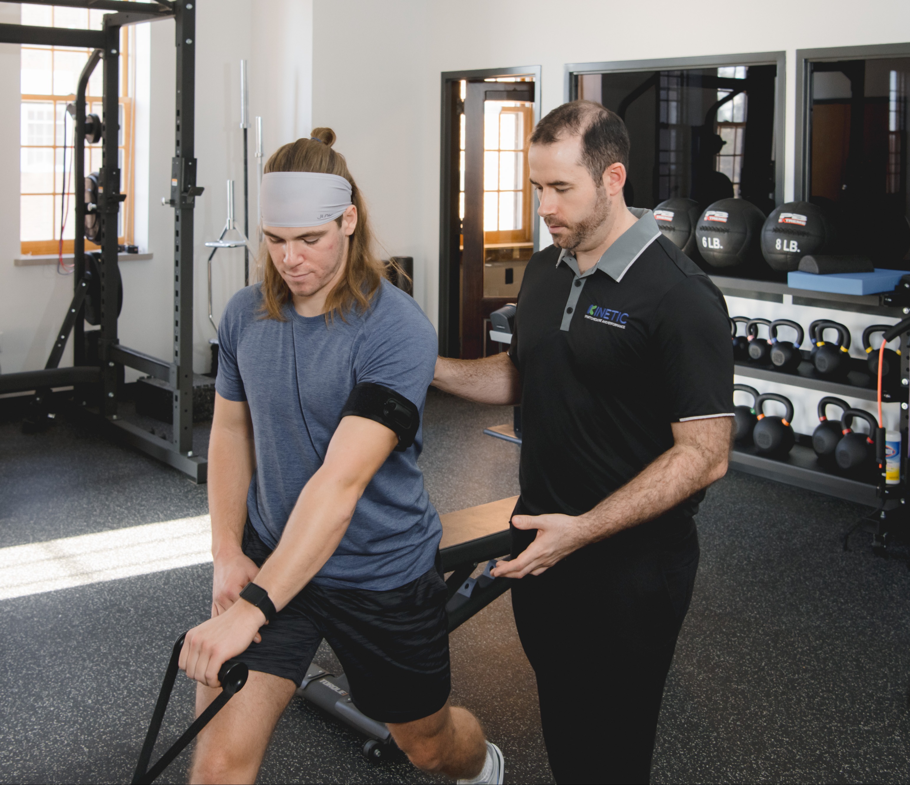 Athlete incorporating faster movements during sports physical therapy.